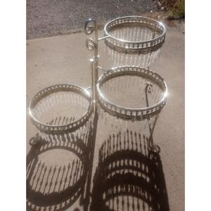 Godinger Silver Art Co 3 Tier Beaded Cake Stand/ Plant Stand Victorian MCM